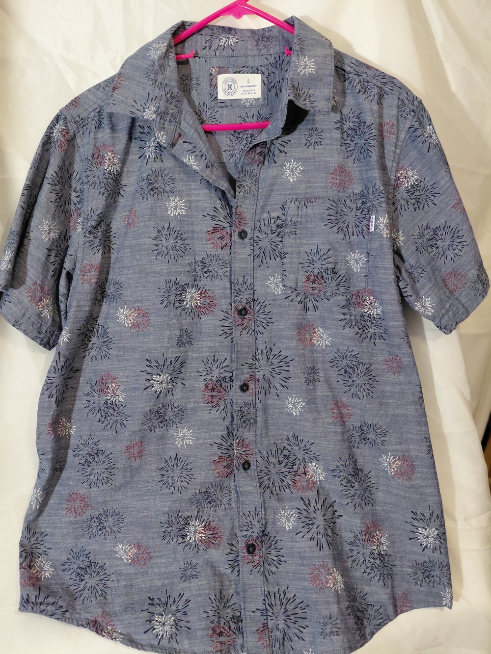 Hurley Light Blue Chambray Shirt with White Label